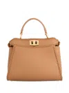 Fendi Women Peekaboo Mini Leather Handbag In Brown