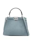 Fendi Mini Selleria Peekaboo Leather Shoulder Bag In Blue