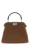 Fendi Peekaboo Iseeu Small Multicolour Sage Selleria Bag With 556 Hand-sewn Topstitches In Brown