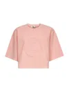 Fendi Women Pink Cotton Logo Cropped T-shirt