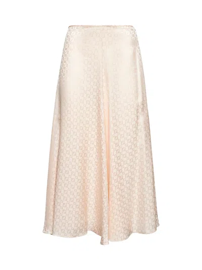 Fendi Women Pink Ff Silk Flared Midi Skirt In Neutral
