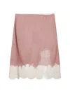 Fendi Women Cashmere And Silk Skirt With Lace Profiles In Multi