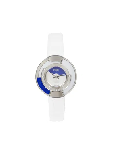 Fendi Women's Policromia 33mm Stainless Steel & Alligator Leather Strap Watch In Silver