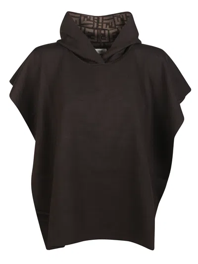 Fendi Women Poncho Bifacciale In Brown