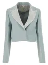 Fendi Powder Blue Wool Blend Blazer In Blue
