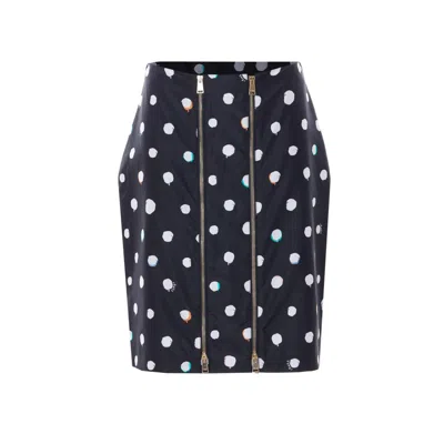Fendi Women Print Dots Zipped Skirt In Blue