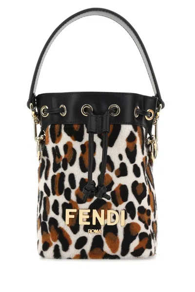 Fendi Women Printed Calf Hair And Leather Mini Mon Tresor Bucket Bag In Multi