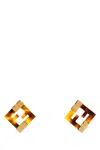 Fendi Square Shape Printed Plexiglass Earrings In Gold