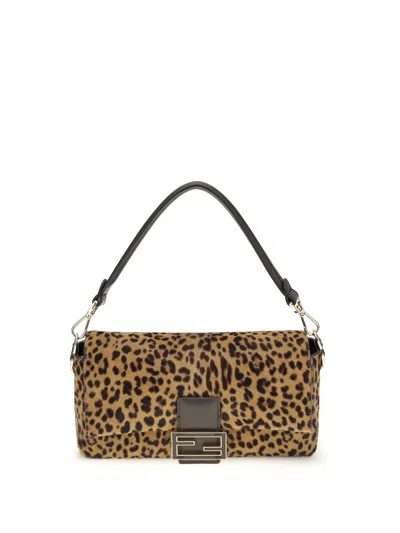 Fendi Women Printed Pony Effect Shoulder Bag In Animal Print
