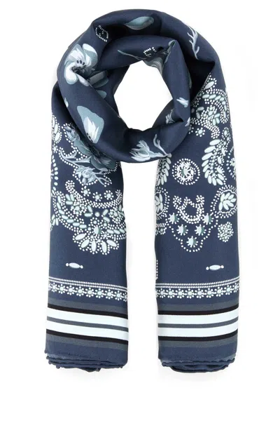Fendi Women Printed Silk Ff Foulard In Blue