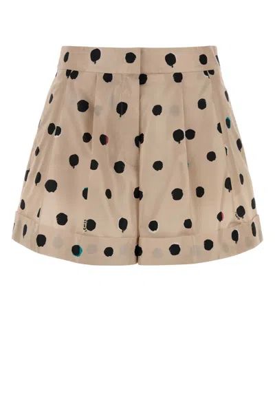 Fendi Women Printed Taffeta Shorts In Brown