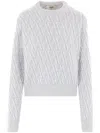 Fendi Ff Wool And Cashmere Crop Sweater In Multicolor