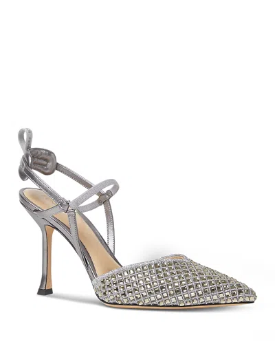 Fendi Women's Quadra Embellished Leather Slingback Pumps In Metallic
