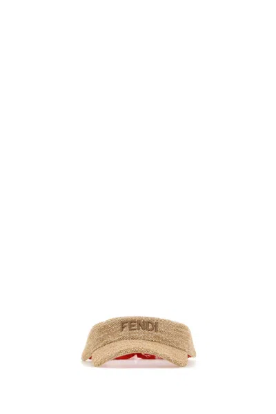 Fendi Women Raffia Hat In Brown