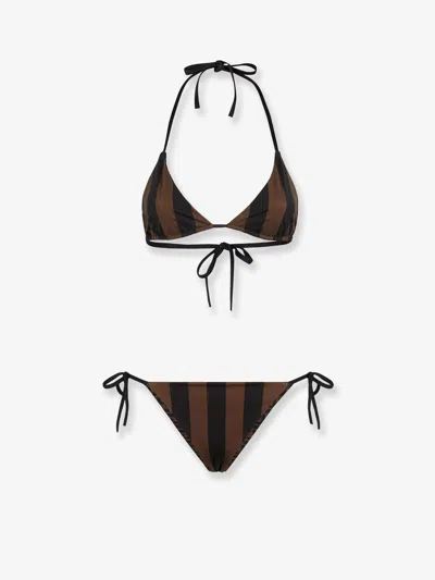 Fendi Women Reversible Bikinis In Brown