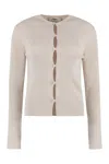 Fendi Ribbed Cardigan With Cut-outs In Ivory