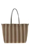 Fendi Reversible Shopper In Pequin Striped And Dove Grey Ff Fabric
