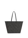 Fendi Women Roll Large Shopper Bag With All-over Ff Motif In Black