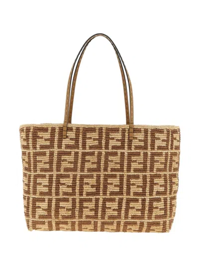 Fendi Women Roll Large Straw Tote