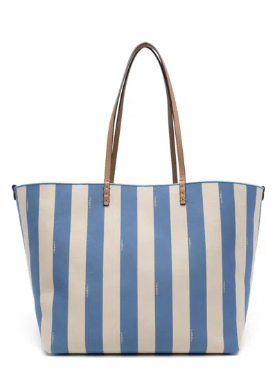 トートバッグ Fendi Roll Large Shopper Bag In Blue Canvas Fendi Roll Large Tote Bag In Blue | ModeSens