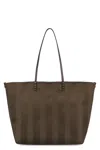 Fendi Striped Cotton Tote Roll Shoulder Bag In Green