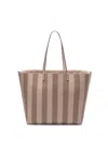 Fendi Reversible Shopper In Pequin Striped And Dove Grey Ff Fabric In Multicolor