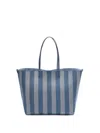 Fendi Pequin Striped And Ff Fabric Roll Large Reversible Shopper Bags In Multicolor