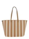 Fendi Pequin Striped And Ff Fabric Roll Large Reversible Shopper In White