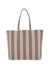 Fendi Reversible Shopper In Pequin Striped And Dove Grey Ff Fabric In Cream