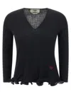 Fendi Ruffled Sweater Sweaters And Cardigans Black In Black