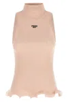 Fendi Cotton Top Finished With Ruffles In Pink
