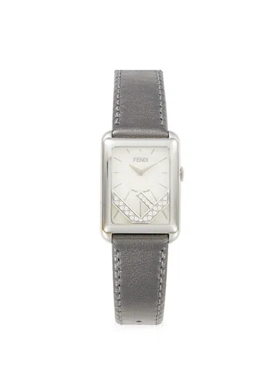 Fendi Women's Run Away 32mm Stainless Steel & Leather Strap Watch In Sapphire