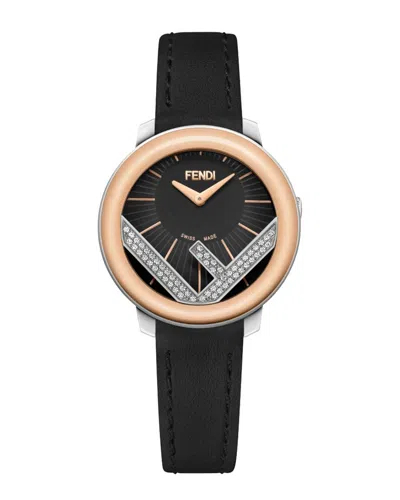 Fendi Women's Run Away Diamond Watch In Black