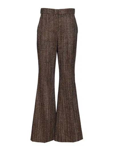 Fendi Women Rust Wool And Alpaca Trousers In Brown