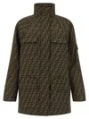 Fendi Printed Polyester Blend Jacket In Brown