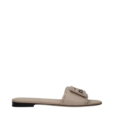 Fendi Women's Sandals And Clogs Leather Grey/taupe In Neutral