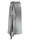 Fendi Satin Draped Midi Skirt