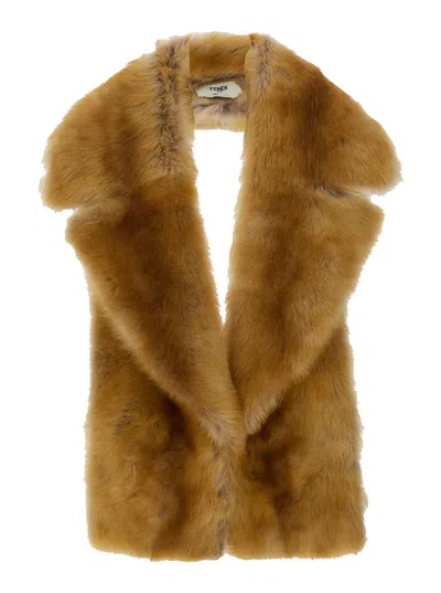 Fendi Women Scarf Shearling Toscano Dorsat In Brown