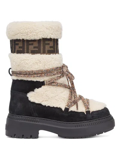 Fendi Women's Shearling-lined Ski Boots In Black
