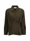 Fendi Women Green Shirt With Asymmetric Side Closure And Cut-out Detail On The Front In Wool Woman In Burgundy