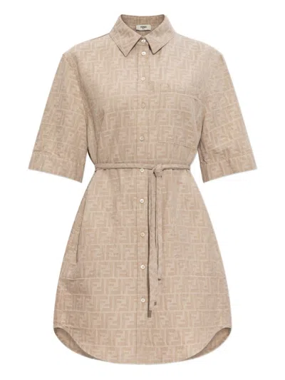 Fendi Women Shirtdress Abito Corto M/c In Brown