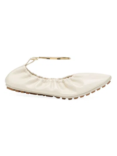 Fendi Women's Show Leather Ballerina Flats In Shell