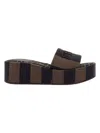 Fendi Jacquard Platform Slide Sandals In Tabacomoro