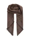 Fendi Ff Jacquard Wool And Silk Shawl In Brown