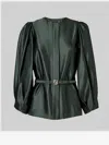 Fendi Satin Jacket With Balloon Sleeves And Belt In Multi
