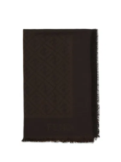 Fendi Women Silk Ff Shawl In Brown