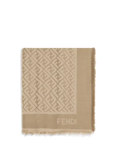 Fendi Women Silk Ff Shawl In Brown