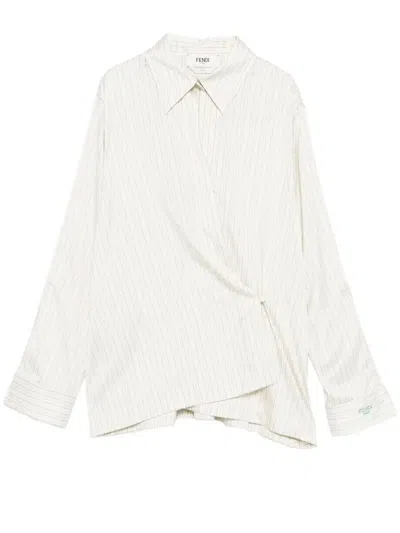 Fendi Women Silk Shirt In Neutral