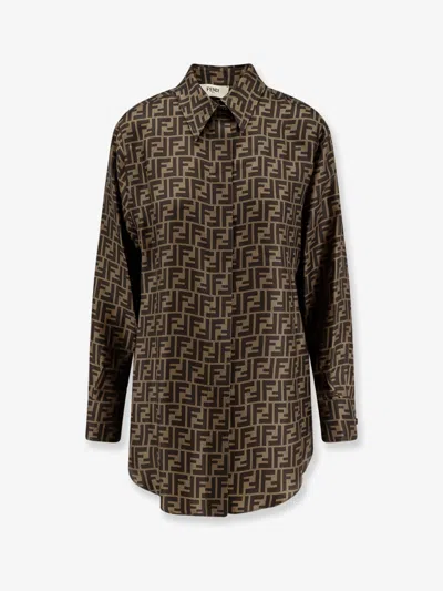 FENDI FENDI WOMEN SILK SHIRT WITH FF MOTIF
