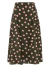 Fendi Olive Green Printed Silk Skirt